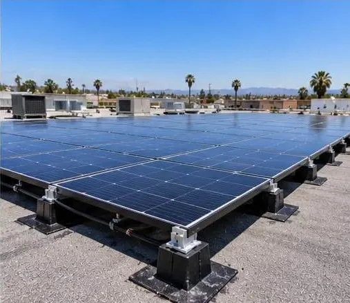 Solar array mounted on a flat roof