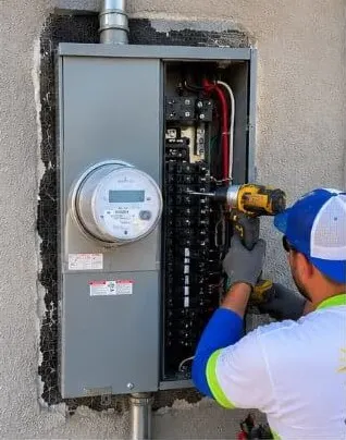 New main service panel with a smart meter
